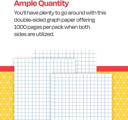 School Smart Double Sided Graph Paper, 8-1/2 x 11 Inches, 1/2 Inch Rule, White, Pack of 500 - 085279