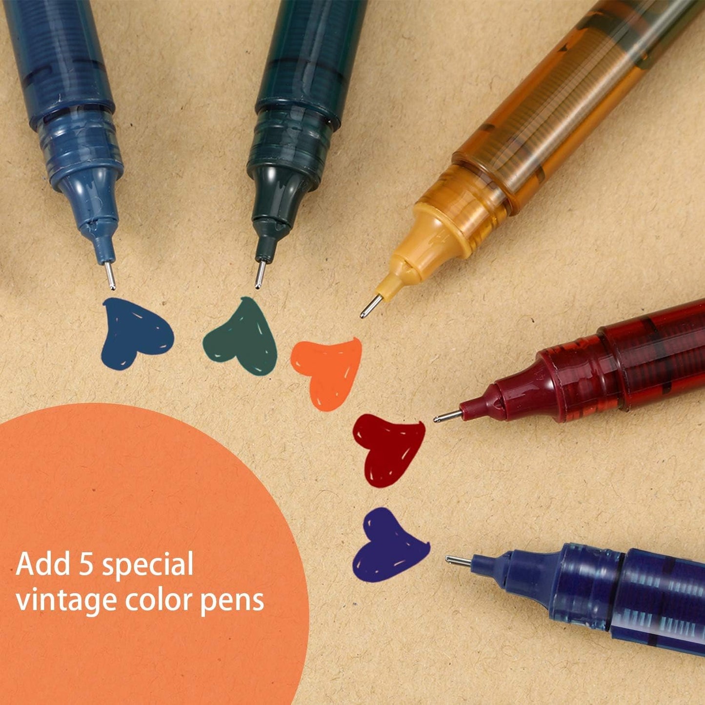 Frienda 12 Pieces Rolling Ball Pens 0.5 mm Japanese Quick Drying Fine Point Pens Liquid Ink Smooth Writing for Office Student Back to School Supplies(Multicolor)