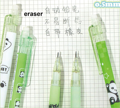 MOZXIRZ 4 Pcs Cute Mechanical Pencils with Top Eraser 0.5mm Cartoon Space Mechanical Pencil School Pencil for Women (6pcs Space)