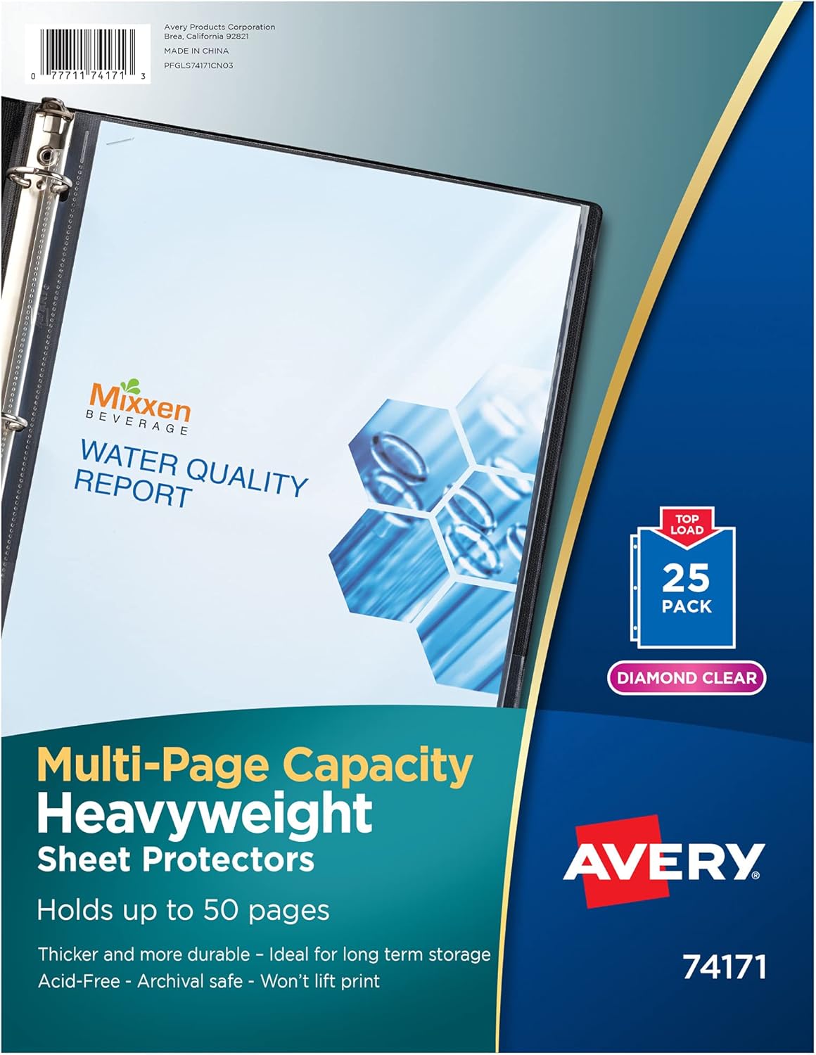 Avery Clear High-Capacity Sheet Protectors, Hold 50 Sheets, Heavyweight, 25 Multi Page Protectors (74171)