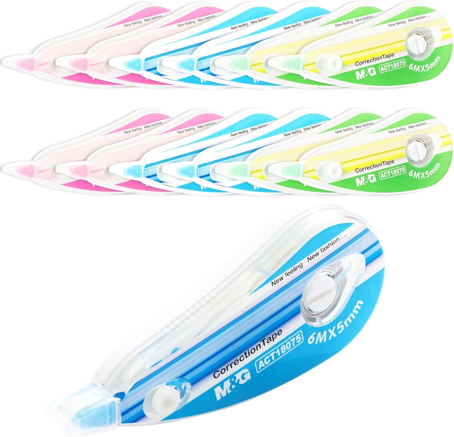M&G White Correction Tape, Easy to use applicator for Instant Corrections, 39.37 Ft/Pack,for Office (6 Pack, 12M/472"x 0.2")