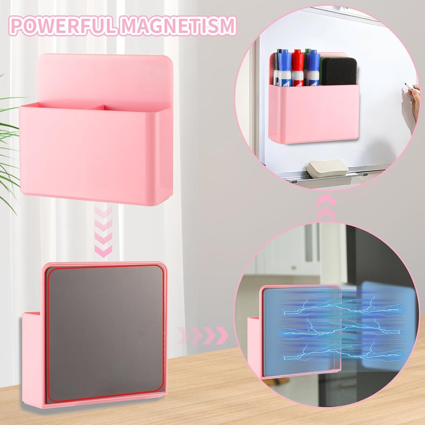 Camelmother 2Magnetic Marker Holder For Whiteboard Dry Erase Marker Holder For Office Refrigerator Fridge Classroom Must (black)