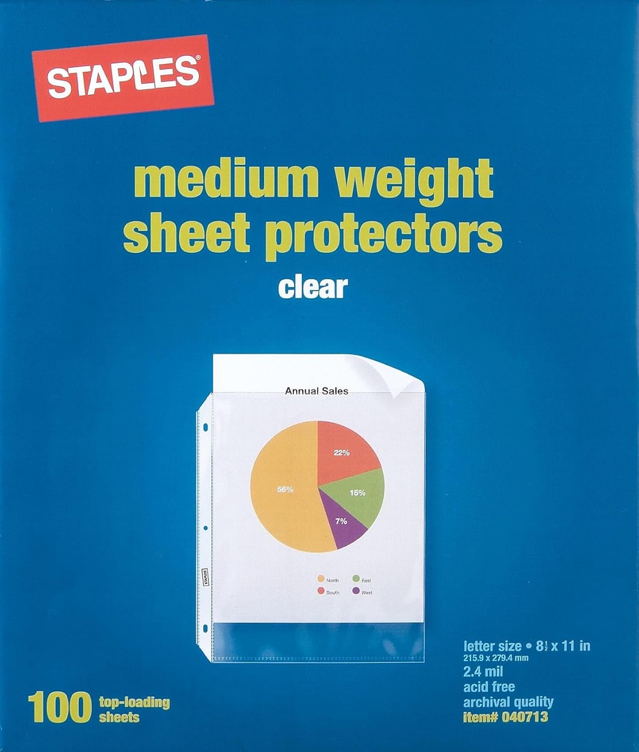 Staples Sheet Protectors, 8.5" x 11" – Top-Loading Clear Page Protectors, 2.4 Mil Standard Weight, 200-Pack