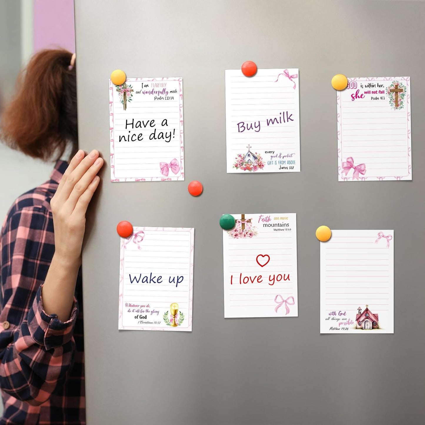 Gersoniel 8 Pack Christian Sticky Notes Gifts for Mothers Day Bulk for Church Small Scripture Inspirational Memo Pads Floral Adhesive Religious Bible Verse Quotes Notepads, 4 x 5.5 Inch(Simple Style)