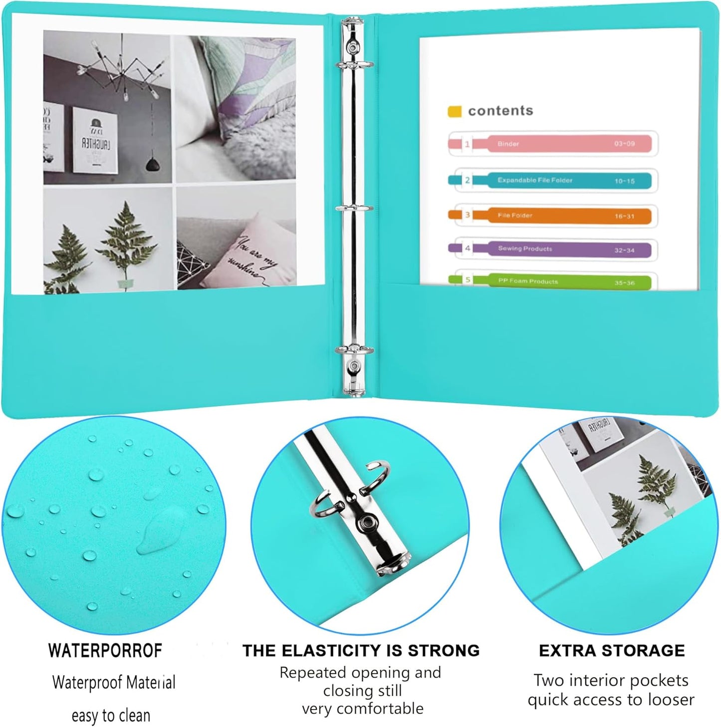 2 Inch 3 Ring Binders,Multicolor Customizable Round Ring Binder for School,Office,Home,Purple/Pink/Blue/Green,4 Pack