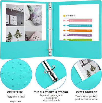 2 Inch 3 Ring Binders,Multicolor Customizable Round Ring Binder for School,Office,Home,Purple/Pink/Blue/Green,4 Pack