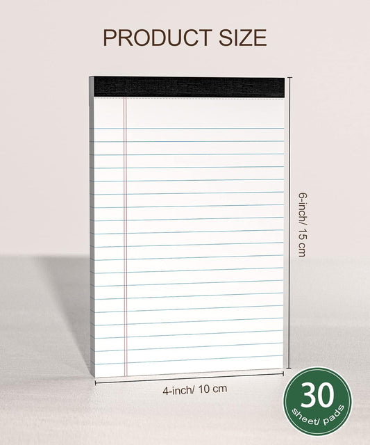 Legal Pads 4x6 Inch College Ruled Small Notepads Writing Note Pads for Work Study Taking Notes To do List, 30 Sheet/Pad Tear-Off Lined Paper Pads Memo & Scratch Pads for Office Home Car School, 8 Pack