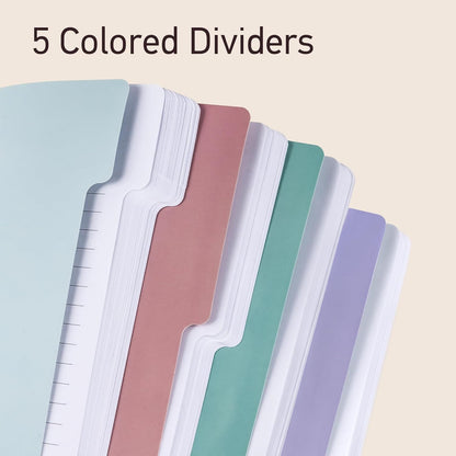 Hardcover Spiral Notebook with Tabs 8"x10" Large Spiral Lined Journals for Women with Dividers 240 Pages College Ruled Composition Notebook 5 Subject Notebook for Work, Back to School, Gifts, Purple