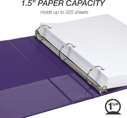 Samsill 1.5 Inch 3 Ring Binders, Economy Round Ring, Clear View Cover, 325 Sheet Capacity - for School, Home, Office - White, 4 Pack
