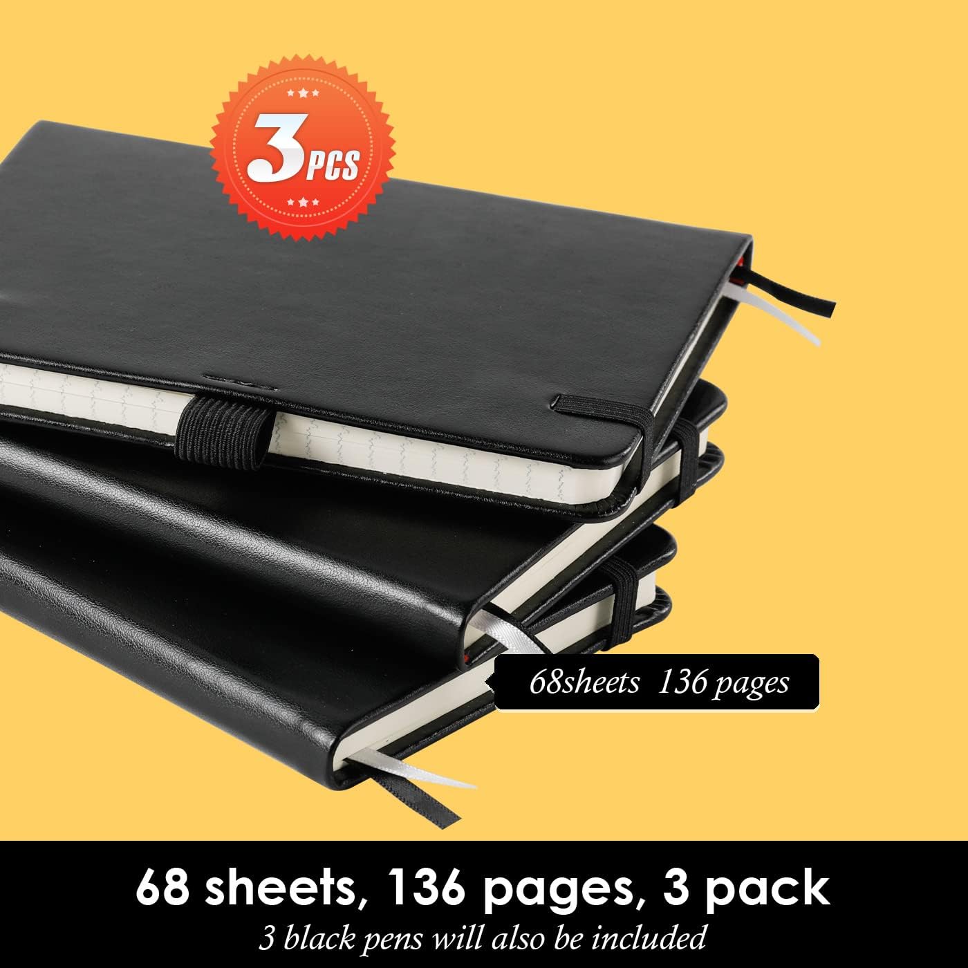 NIRMIRO Small Notebook Journals, 3 Pack Mini Pocket Note pads for Men & Women Writing, A6 Small Leather Notepad 3.7" x 5.7" with Pen, Black, Red, Green