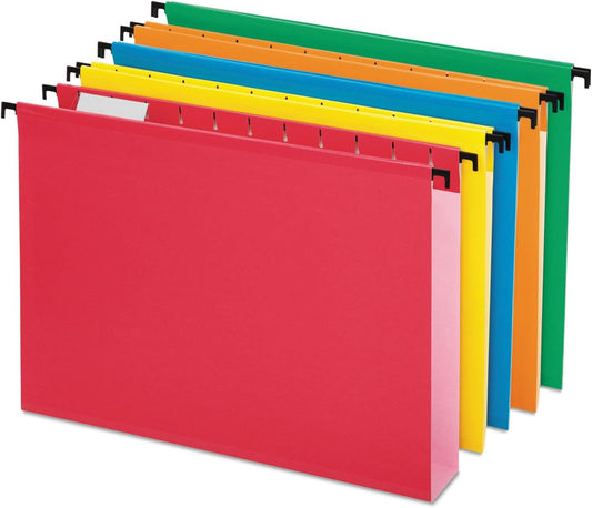 Pendaflex SureHook Extra Capacity Reinforced Hanging Folders, Letter Size, Assorted Colors, Total of 20 Folders per Box (6152X2 ASST)