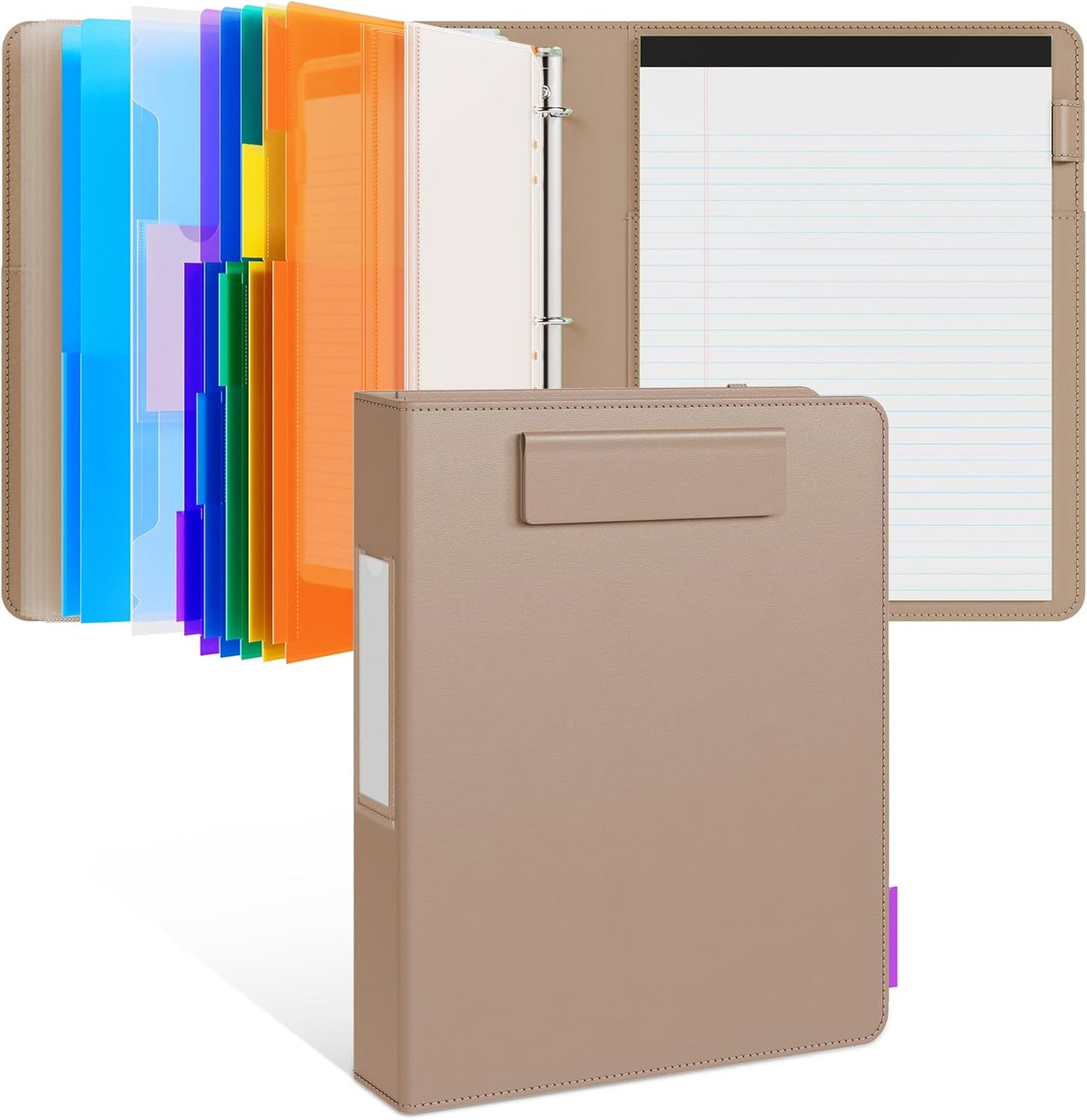 JoyCat 3 Ring Binder Clipboard with Storage,12.4"x10.2"Magnetic Clipboard Folder with 5 Expandable Folders,Refillable Lined Notepad (11" x 8.5"),Ideal for School Office Nursing(Pink)