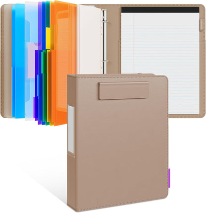 JoyCat 3 Ring Binder Clipboard with Storage,12.4"x10.2"Magnetic Clipboard Folder with 5 Expandable Folders,Refillable Lined Notepad (11" x 8.5"),Ideal for School Office Nursing(Pink)