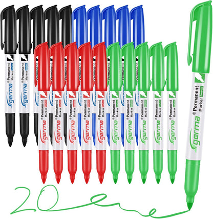 Cgerma Ultra Fine Point Permanent Markers Black, 18 Pack Ultra Fine Tip Markers, Waterproof, Quickly Dry, No bleed, Works on Plastic, Wood,Stone, Metal and Glass for School Office Home