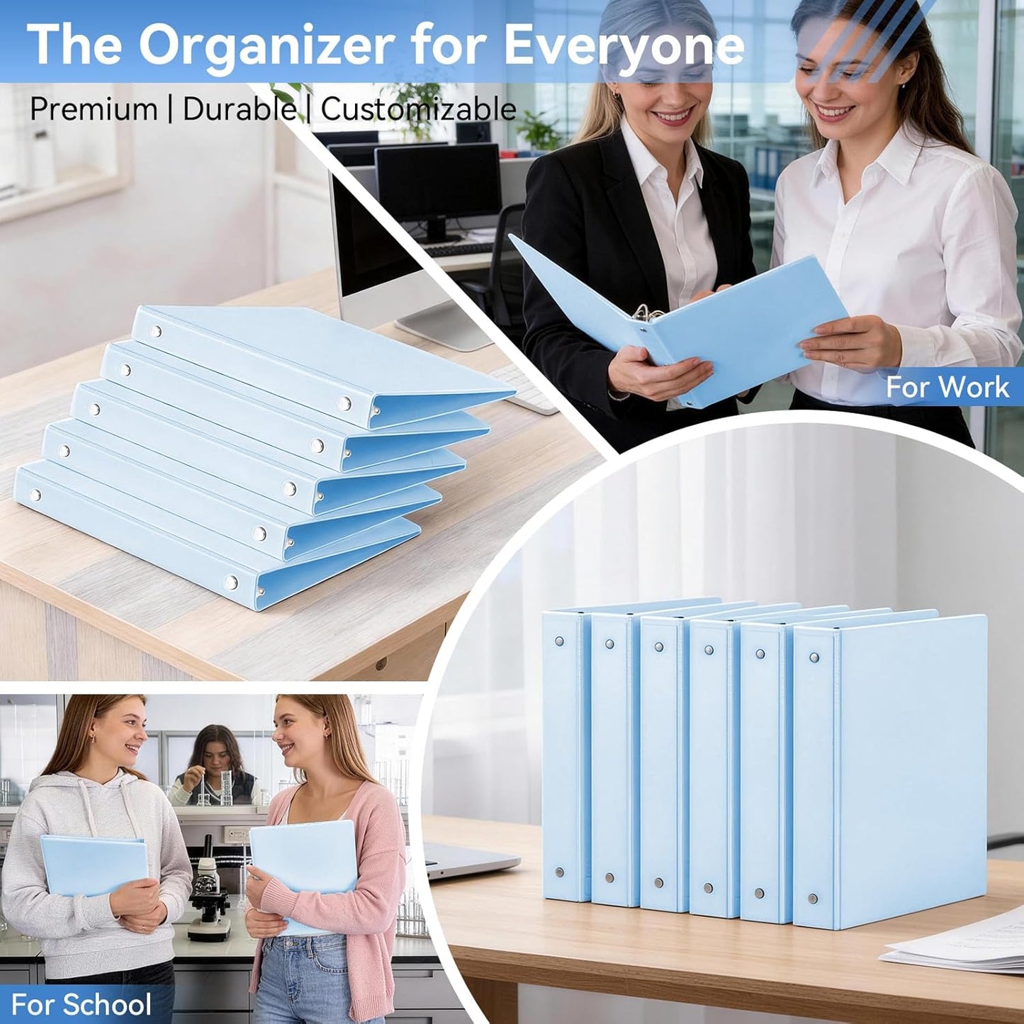SUIN 1 Inch 3 Ring Binder, Clear 1'' View Presentation Binders with 2 Pockets, Fits 8.5 x 11 Letter Size, Durable Polypropylene, Non-Stick & PVC-Free for School, Office & Home (Orange)