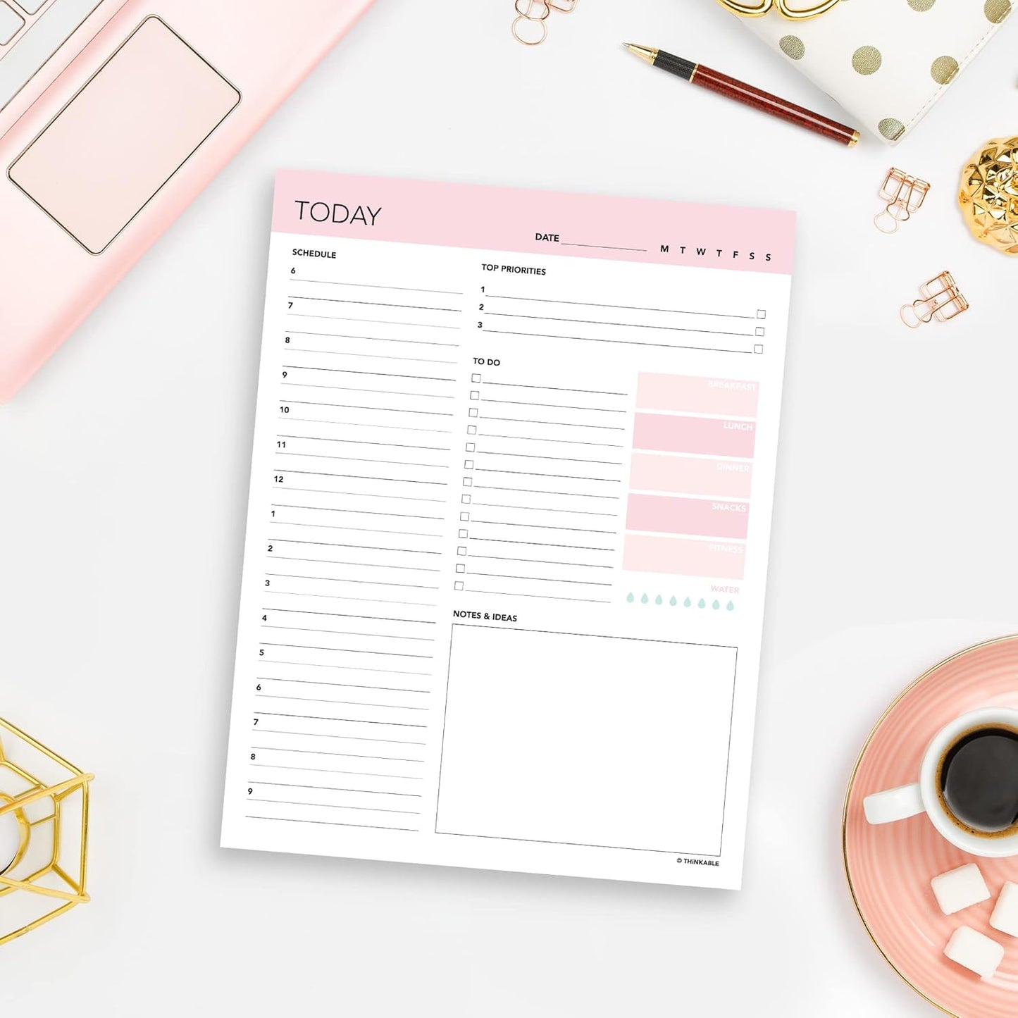 Daily Planner Notepad 2pk, 50 Sheets Tear Off, 8.5" x 11" To Do List Notebook with Hourly Schedule Task Planner