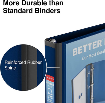 Staples Better Binder 2-Inch D-Ring View Binder, Reinforced Spine, Holds Up to 540 Sheets, Teal, for Office & School