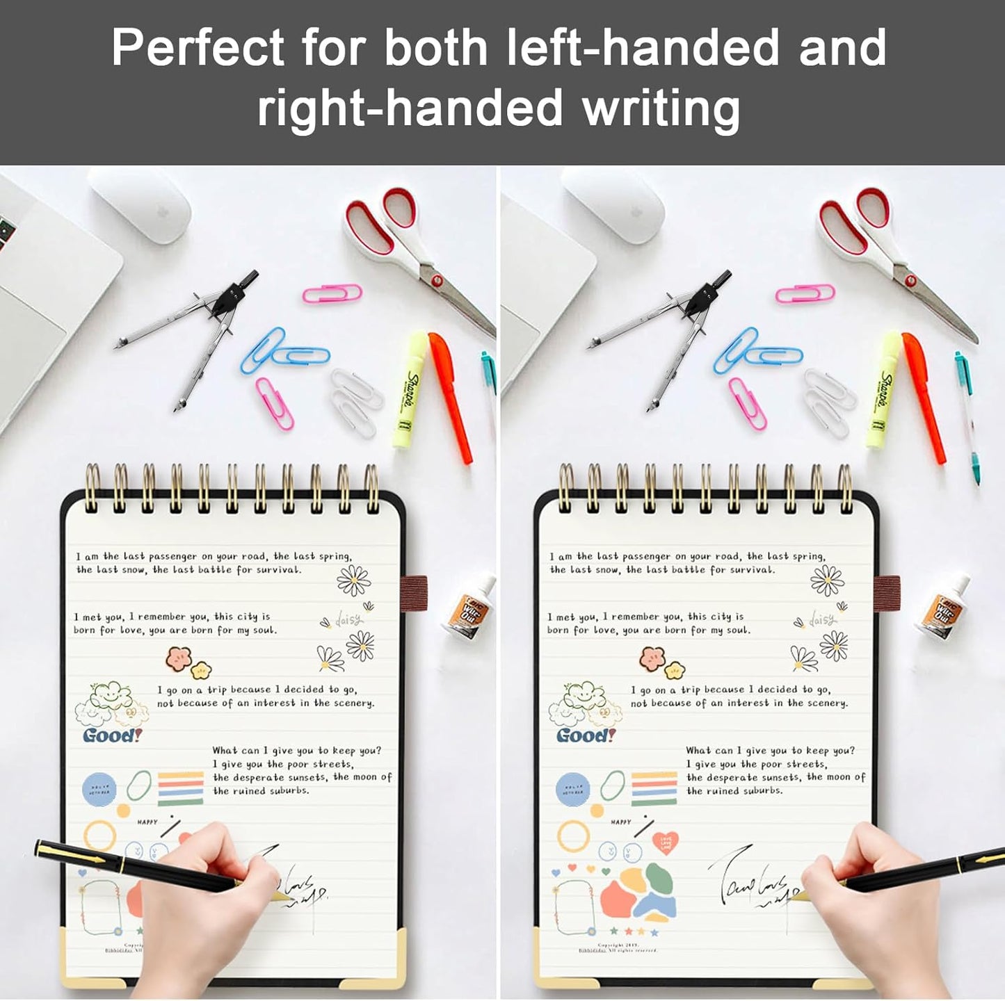 A5 Top Spiral Notebook, Large Leather Hardcover Top Bound Steno Pads, 240 Pages 100 gsm Thick Lined Paper Left Handed Notebook Journal for Work, School, Meeting Writing - Brown, 5.9" x 8.5"
