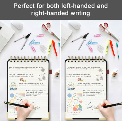 A5 Top Spiral Notebook, Large Leather Hardcover Top Bound Steno Pads, 240 Pages 100 gsm Thick Lined Paper Left Handed Notebook Journal for Work, School, Meeting Writing - Brown, 5.9" x 8.5"