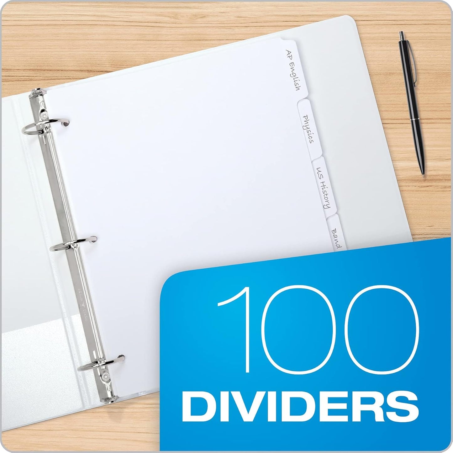 Oxford Binder Dividers for 3 Ring Binders, 10 Pack, 8-Tab Dividers, Write On Tabs, White Paper, 80 Total