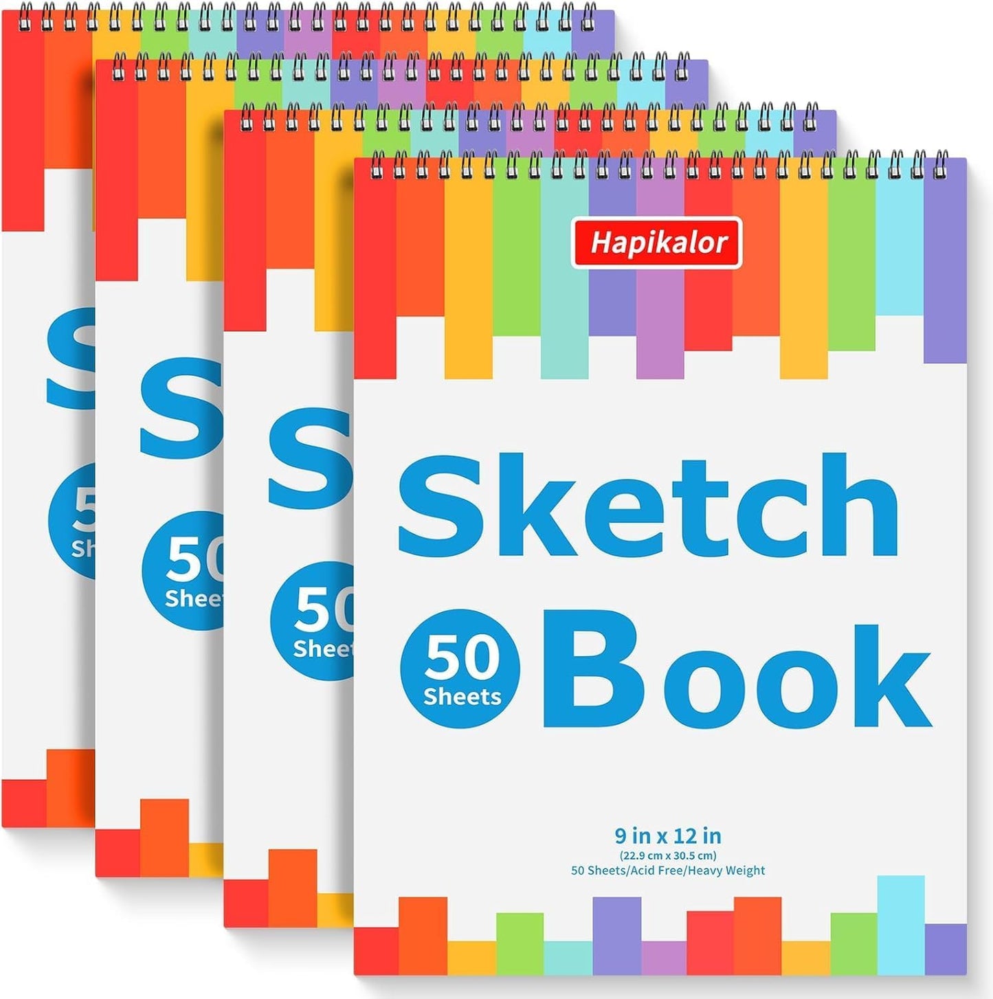 9" x 12" Sketch Book, 2-Pack 50 Sheets Spiral Bound Art Sketchbook, Acid Free Artist Drawing Book Paper, Art Supplies for Adults Kids, Craft Activities, Sketch Paper for Drawing Coloring Sketching