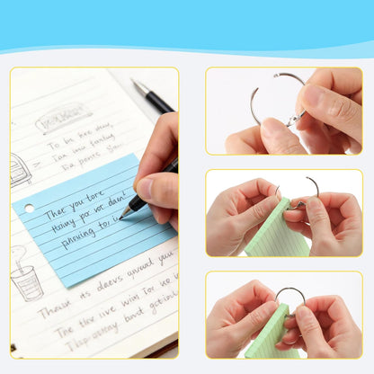 300 Sheets Ruled Index Cards with Metal Ring Binder, Multicolor, 6 Pack
