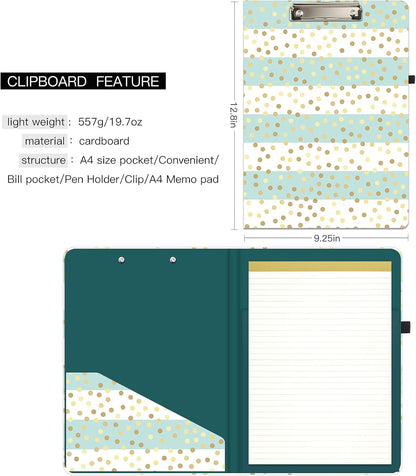 Hongri Clipboard Folio with Refillable Lined Notepad and Interior Storage Pocket for Students, Classroom, Office, Women, Man, Cute Custom Pattern, Size 12.8 x 9.2 in, Classic Flower
