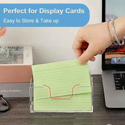 BTSKY 1 Pack Acrylic Index Card Holder Display Stand - 3X5 Inch Notecard Box Recipe Organizer, Clear Index Card Case for Office Desk Recipe Notecard Storage Box, Photo Holder Organizer
