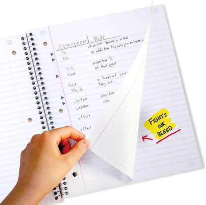 Five Star Spiral Notebook + Study App, 5 Subject, Wide Ruled Paper, 8" x 10-1/2", 200 Sheets, Fights Ink Bleed, Water Resistant Cover, Tidewater Blue (73196)