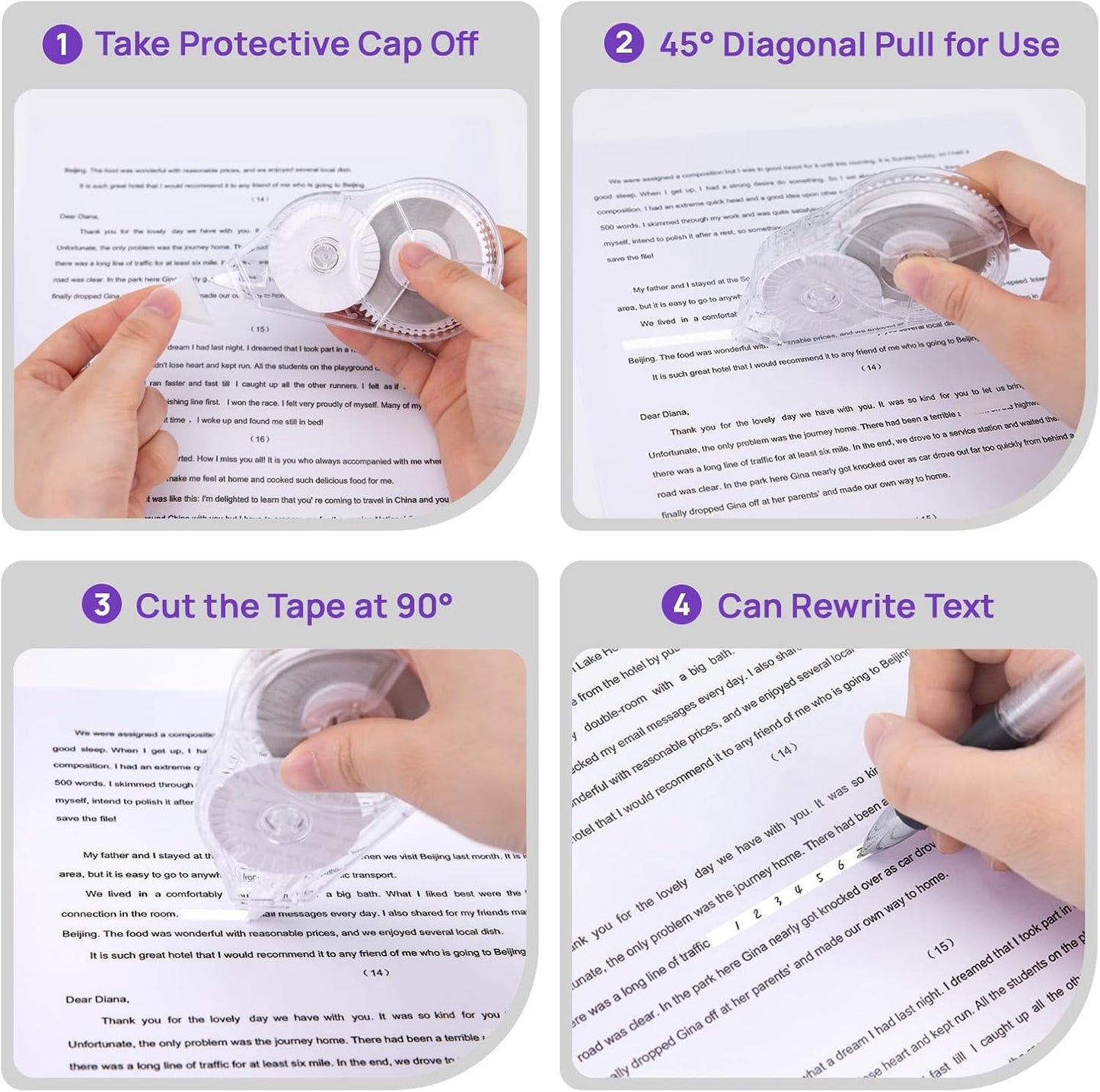 6 Pcs Correction Tape, 98.43 Ft Long-Lasting White Wrong Out Tear-Resistant Bulk, Instant Corrections Easy To Use Applicator for School, Office, Note Taking, Journal