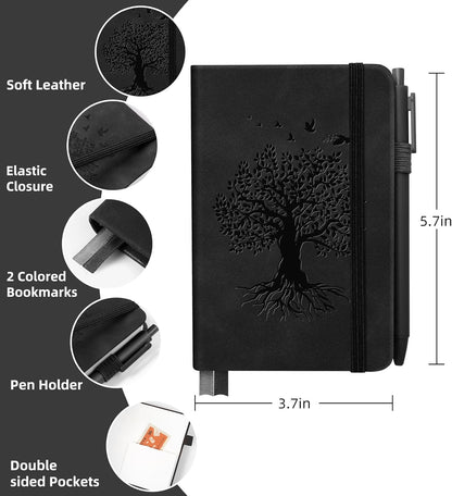 3 Pack Pocket Journaling Notebooks, A6 Small Notebook For Note Taking Journaling Notebooks Journals For Writing Mini Note Pads With Pen Holder 120 Pages 100 GSM Thick Paper(Nude, Brown, Forest Green)