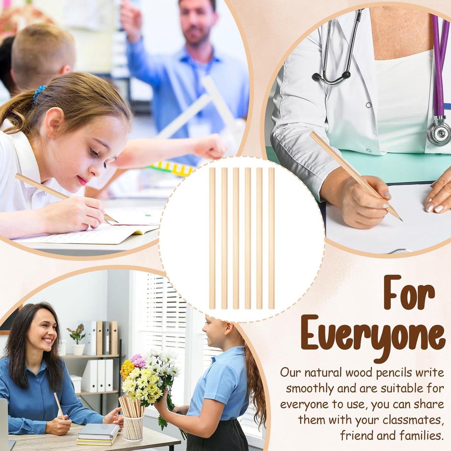 Fumete 100 Pieces Wooden Pencils Bulk No Eraser Hexagonal HB Graphite Unsharpened Natural Wood Pencils Without Erasers Classroom Gifts for Students Bulk Goodie Bag Stuffers