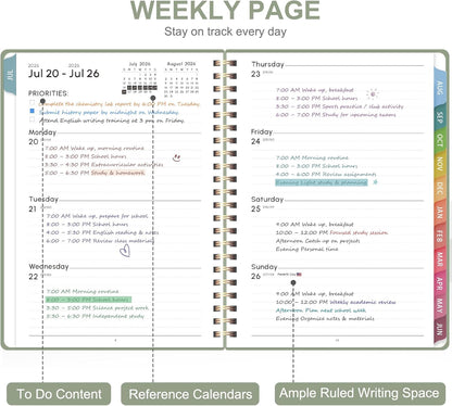 Planner 2026-2027, Weekly and Monthly Academic Year Calendar Planner, July 2026 - June 2027, Daily Agenda Book for Office School Supplies, A5(6.3'' x 8.5'')