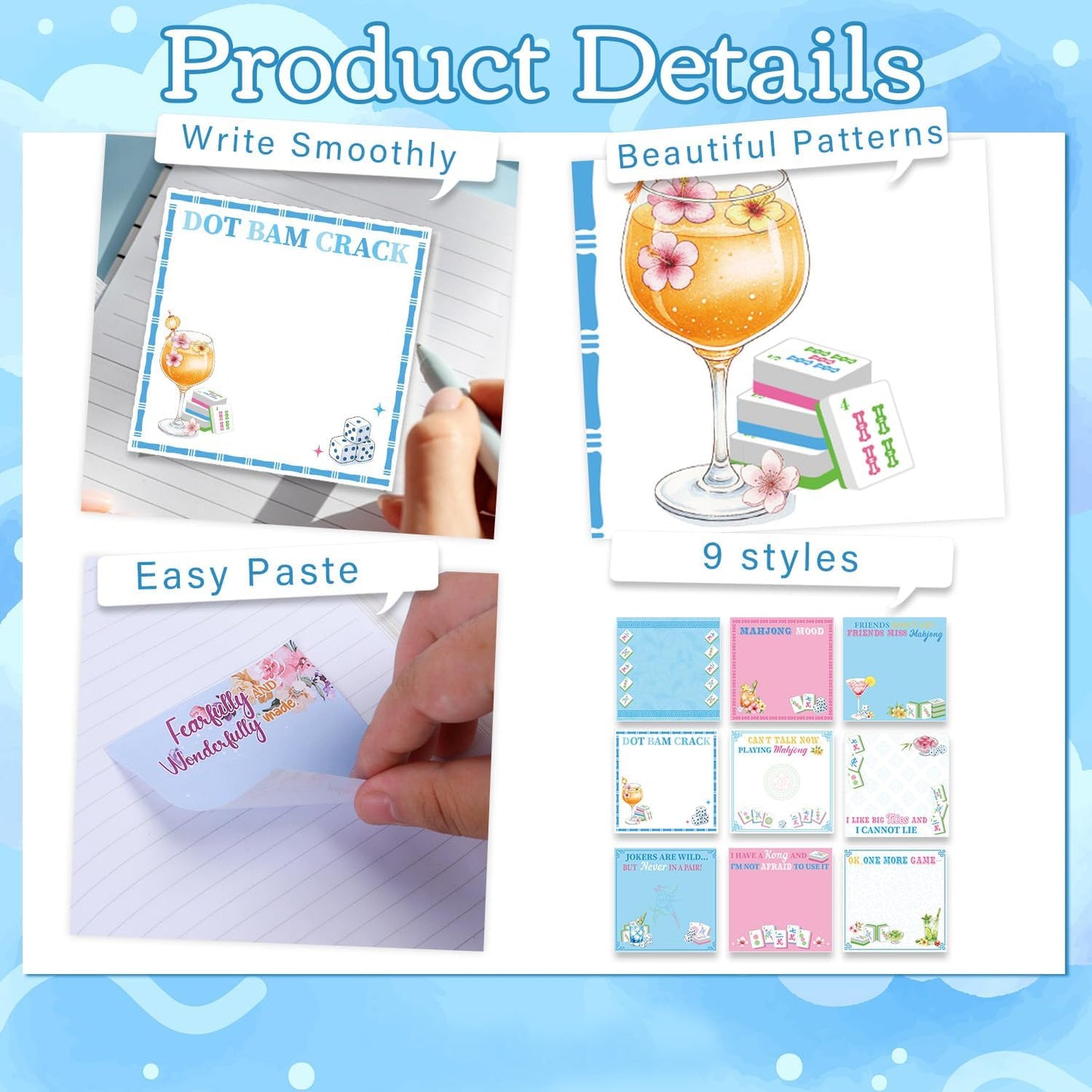Inspirational Sticky Notes Gifts - 9 Pack Funny Positive Quotes Notepads 3x3 Inches, Fun Motivational Self-Adhesive Memo Pads Office Study Supplies for Friends Coworkers (450 Sheets)