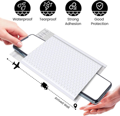 Fuxury Bubble Mailer 6x10" 100 Pack White Bubble Mailers Usable Size 6x9" Self Seal Padded Mailing Envelopes Opaque Bubble Padded Mailer for Small Business Mailing Jewelry Makeup Small Items