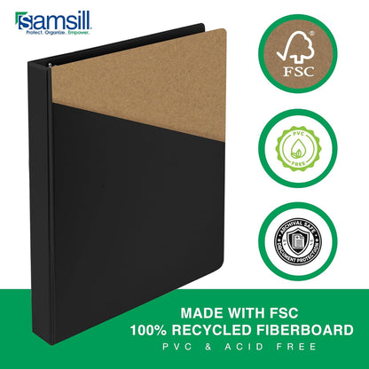 Samsill 3 Inch 3 Ring Binders, Economy Round Ring, Clear View Cover, 550 Sheet Capacity - for School, Home, Office - Black, 4 Pack