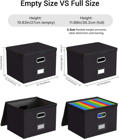 Oterri 2 Pack File Organizer Boxes with Lids, File Box with Mesh Pockets, Document Organizer Box for File Folders Letter Size, Zippers Filing Box for Home, Office, School (Green, Without Folders)