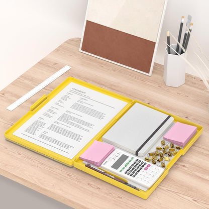 Rimilak Plastic Clipboard with Storage, Side Opening with 2 Compartment, Size 13.3 x 9.4 x 1.5 Heavy Duty High Capacity Nursing Box for Work School & Office Supplies, Black