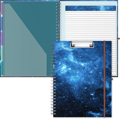 Hongri Clipboard Folio with Refillable Lined Notepad, 8.5 x 11 Folders with Storage 10 Pockets, Spiral Portfolio, Size 12.8X 9.7 in, Office & School Supplies, Skeleton