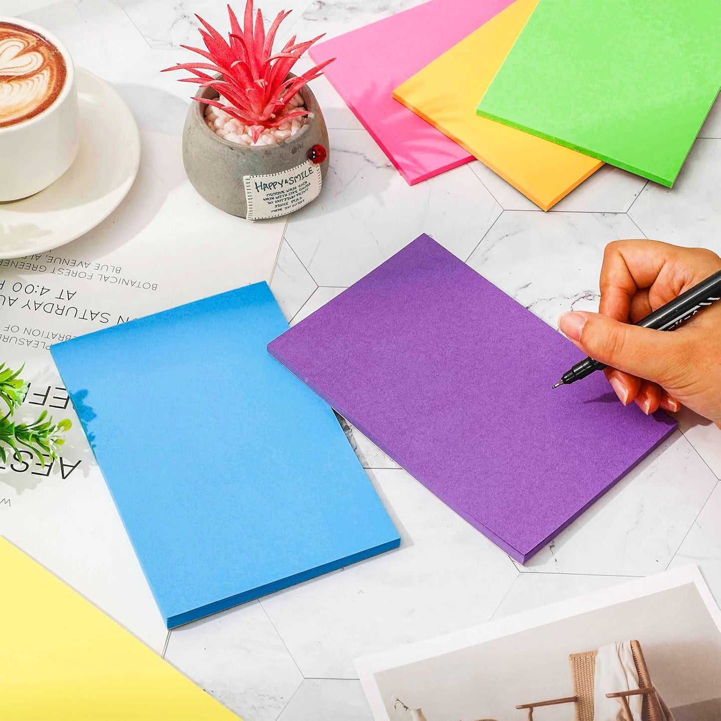 Whaline 6 Pack Blank Notepads 4 x 6 Inch Colorful Paper Pads 50 Sheets Each Pad Small Memo Pads with Cardboard Backing for Classroom Home Office Supplies