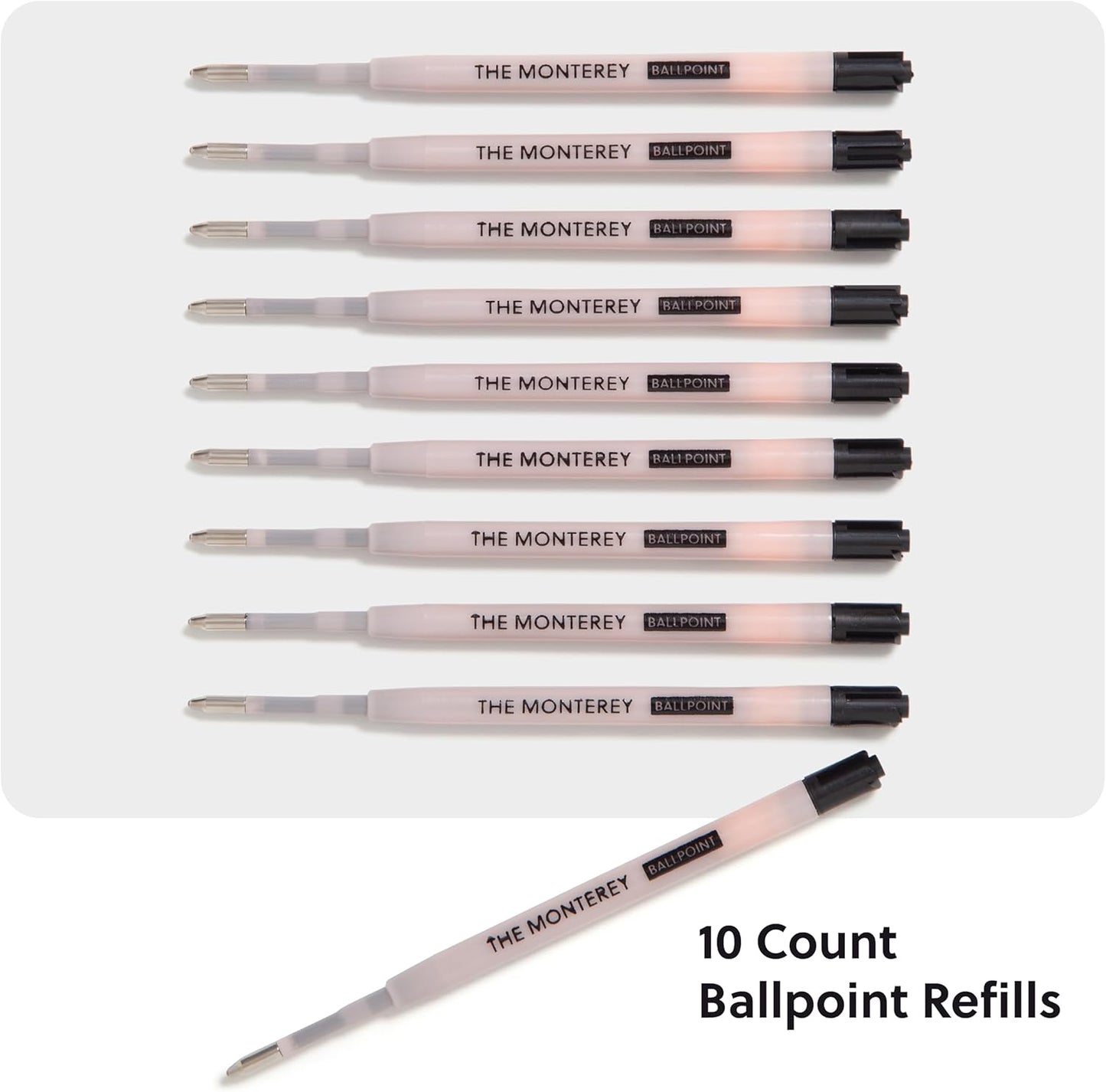 U Brands Monterey Ballpoint Ink Refill, Set of 10, Bold (1.0 mm) Point, Black Ink