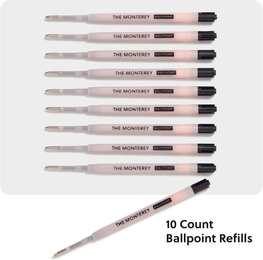 U Brands Monterey Ballpoint Ink Refill, Set of 10, Bold (1.0 mm) Point, Black Ink