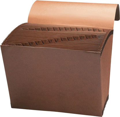 Smead TUFF Expanding File 21 Pockets, Alphabetic (A-Z), Flap and Cord Closure, Letter Size, Redrope (70318)