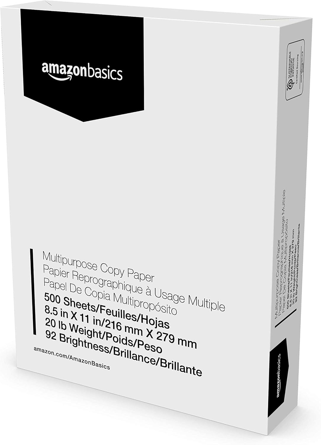 Amazon Basics Multipurpose Copy Printer Paper, 20 lb, 8.5 x 11 Inches, 10 Reams (5,000 Sheets), 92 Bright White