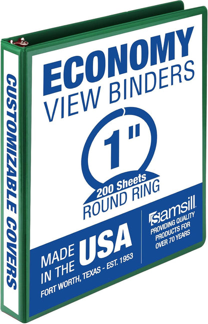Samsill 1.5 Inch 3 Ring Binders, Economy Round Ring, Clear View Cover, 325 Sheet Capacity - for School, Home, Office - White, 4 Pack