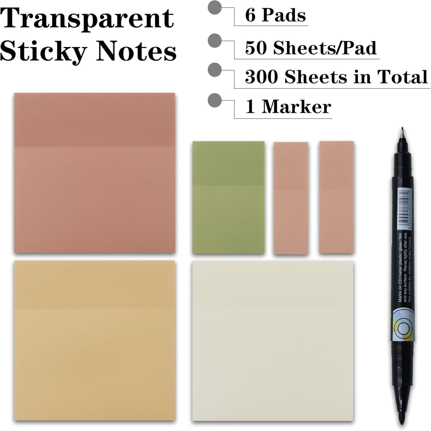 YOUDEFUL 1600pcs Translucent Sticky Note Tabs, Morandi Page Markers for Annotating Books,Repositionable Book Flags Tabs Strip with Binders, Clear Sticky Notes,Page Tabs,Index Tabs