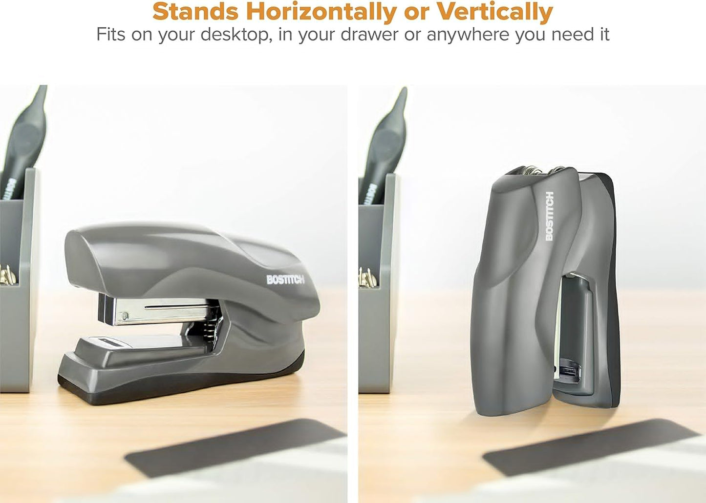 Bostitch Office Heavy Duty Stapler, 40 Sheet Capacity, No Jam, Half Strip, Fits into the Palm of Your Hand, For Classroom, Office or Desk, Black