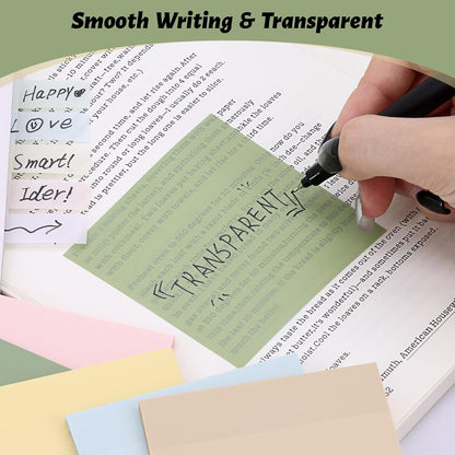 800 Sheets Transparent Sticky Notes, 3x3 Inch 14 Pads Self-Adhesive Translucent Clear See Through Post Sticky Notes for Planner Office School College Teacher Student Supplies 6 Bright Color