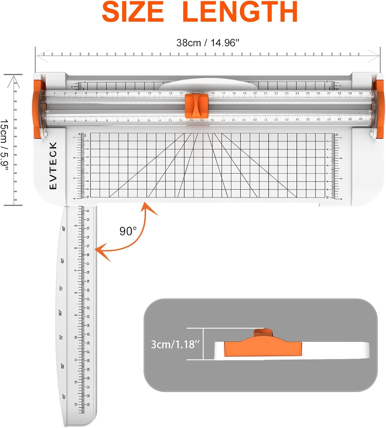 Evteck Paper Cutter 12 Inch Paper Trimmer Slider Crafting Scrapbooking Supplies for A4 Vinyl Photo Cardstock with Security Blade and Foldable Ruler