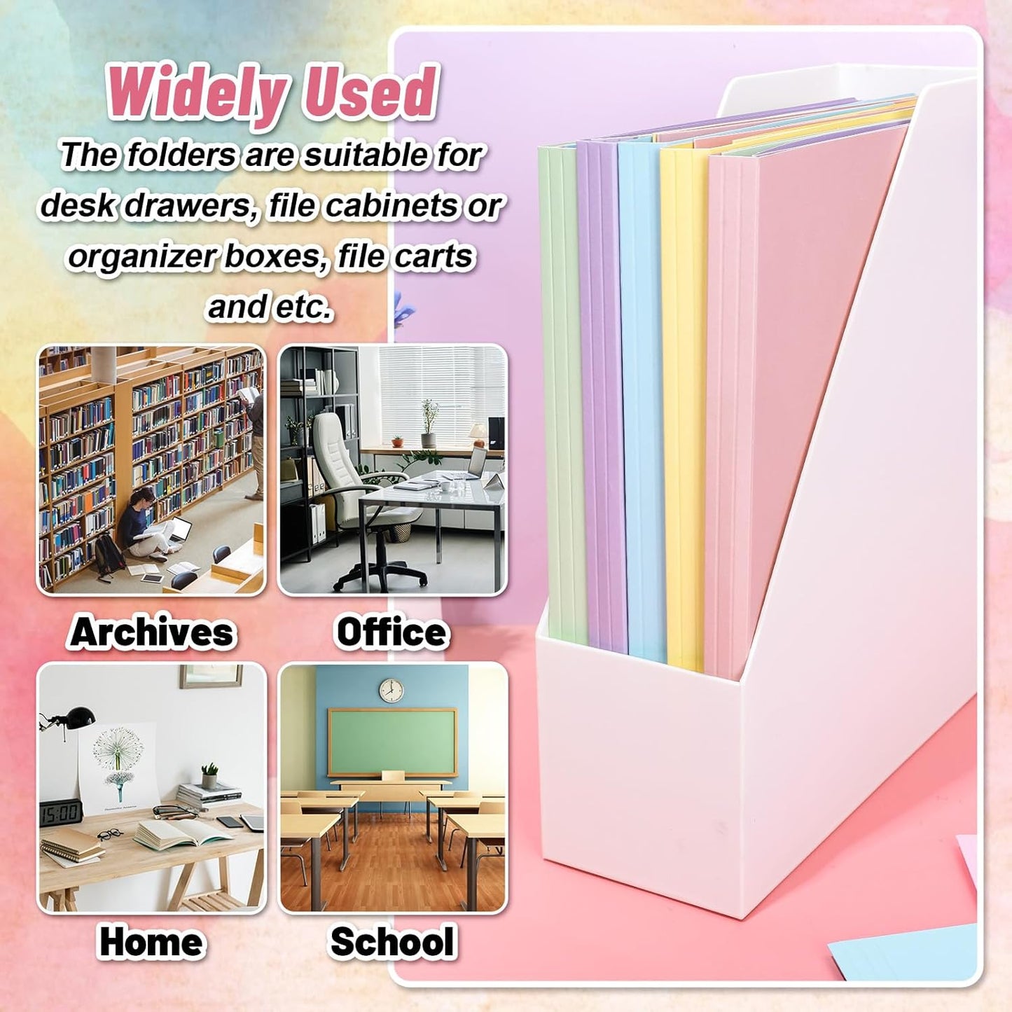 Whaline 24 Pack Dusty Blue File Folders Letter Size 6 Colors Gradient Blue File Pockets with 1/3 Cut Tab for Home Office Classroom Supplies, 8.9 x 11.6 Inch